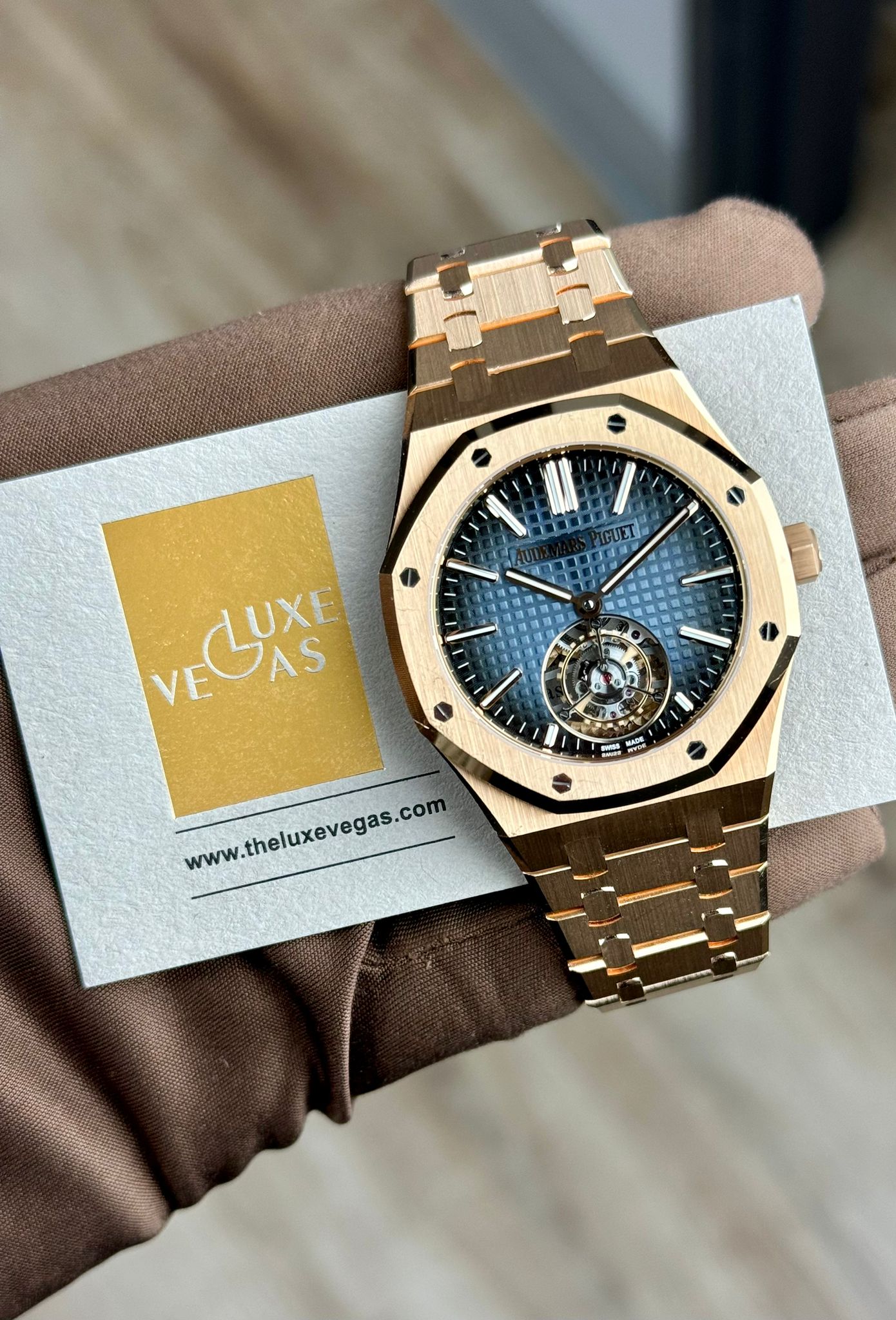 Audemars Piguet Royal Oak 26730OR 41mm Tourbillon 18K Rose Gold Blue D