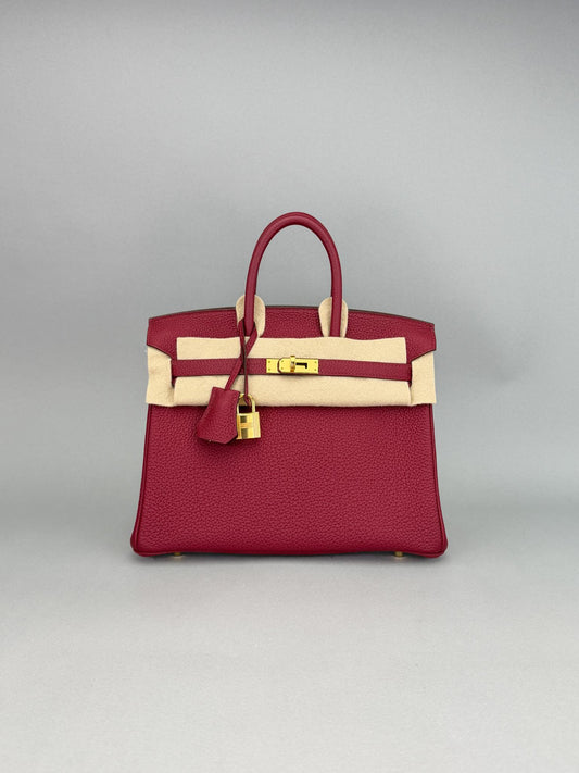 Hermes Birkin 25 Retourne Togo Rubis Gold Hardware B Stamp 2023