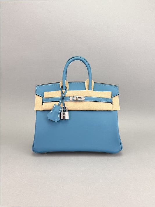 Hermes Birkin 25 Swift New Blue Jean Palladium Hardware G Stamp 2026