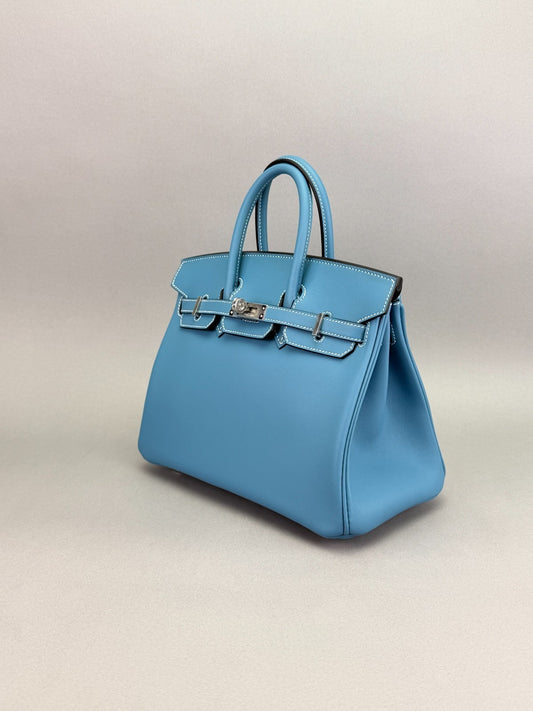 Hermes Birkin 25 Swift New Blue Jean Palladium Hardware G Stamp 2026