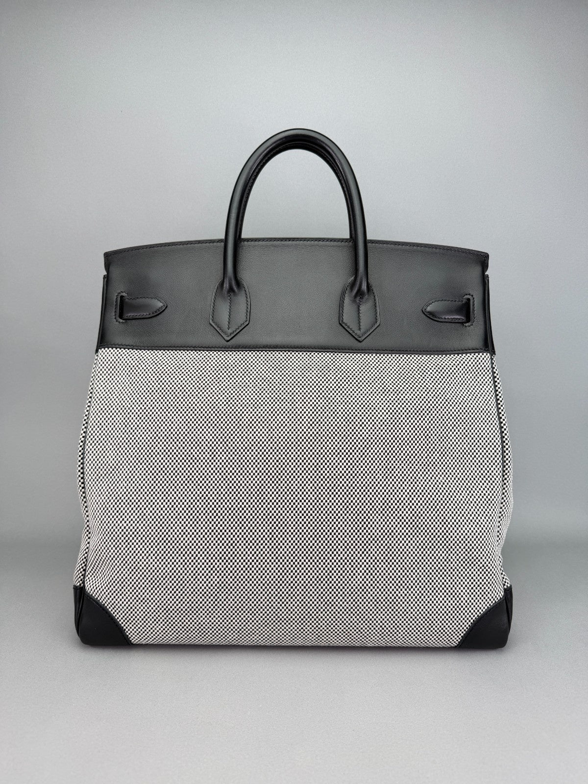 Hermes Hac 40 Toile Black Palladium Hardware Preowned U Stamp 2022