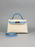 Hermes Mini Kelly 20 Epsom HSS Craie & Blue Celeste Palladium Hardware K 2025