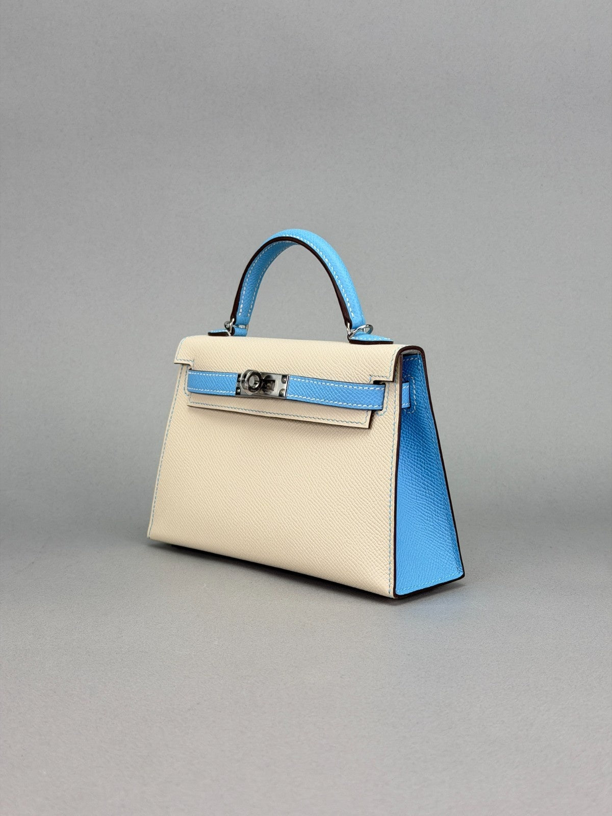 Hermes Mini Kelly 20 Epsom HSS Craie & Blue Celeste Palladium Hardware K 2025