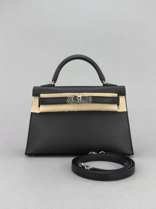 Hermes Mini Kelly II 20 Sellier Epsom Black Palladium Hardware G Stamp 2026