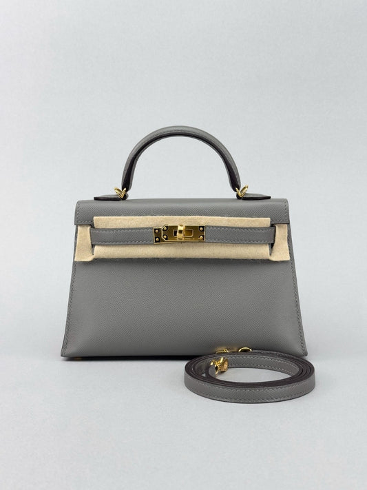 Hermes Mini Kelly II 20 Sellier Madame Gris Meyer Gold Hardware W Stamp 2025