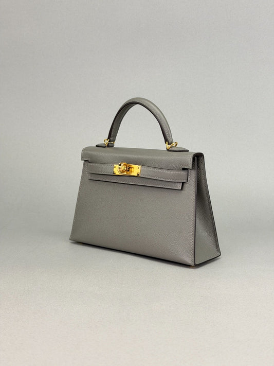 Hermes Mini Kelly II 20 Sellier Madame Gris Meyer Gold Hardware W Stamp 2025