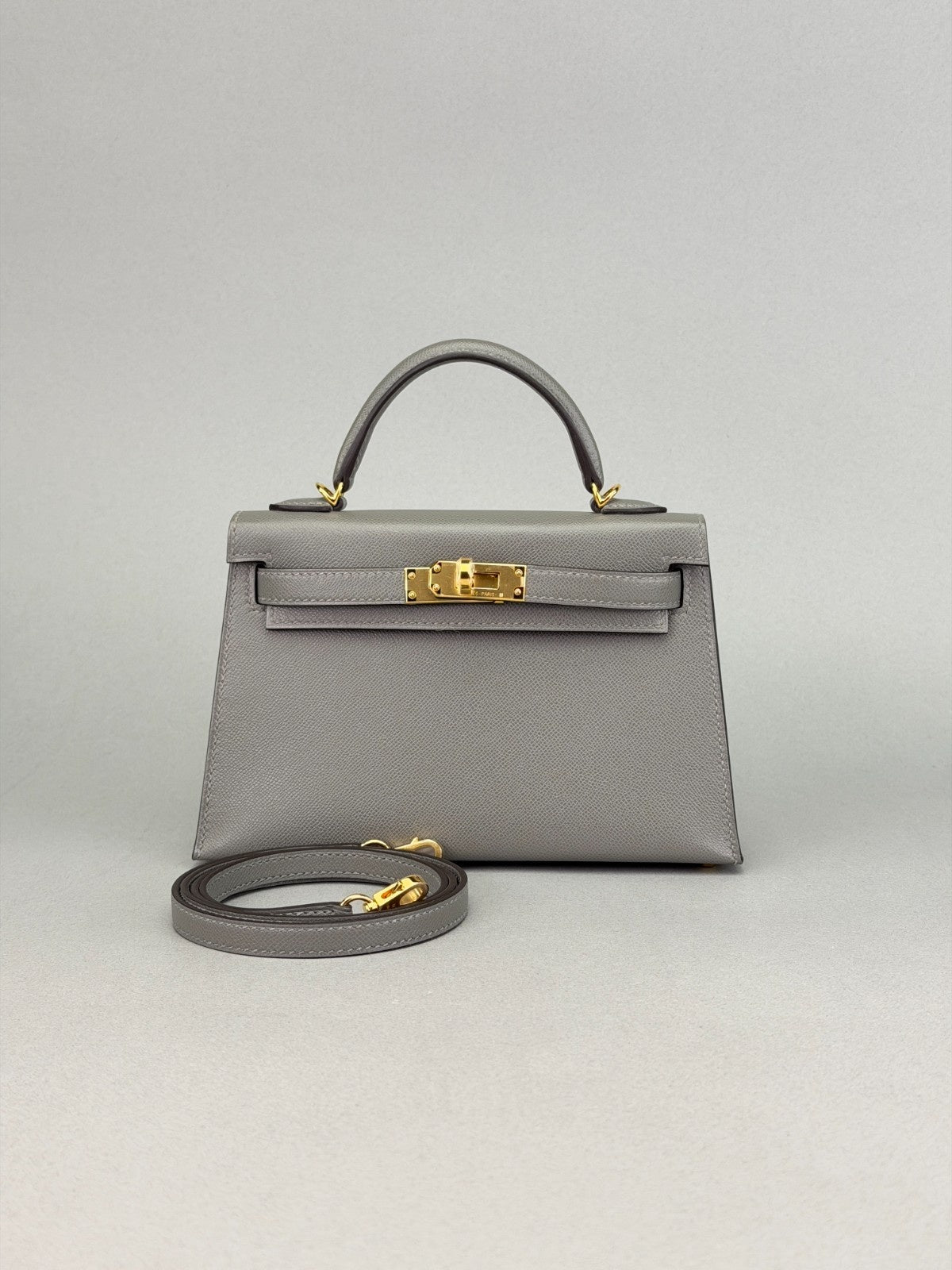 Hermes Mini Kelly II 20 Sellier Madame Gris Meyer Gold Hardware W Stamp 2025