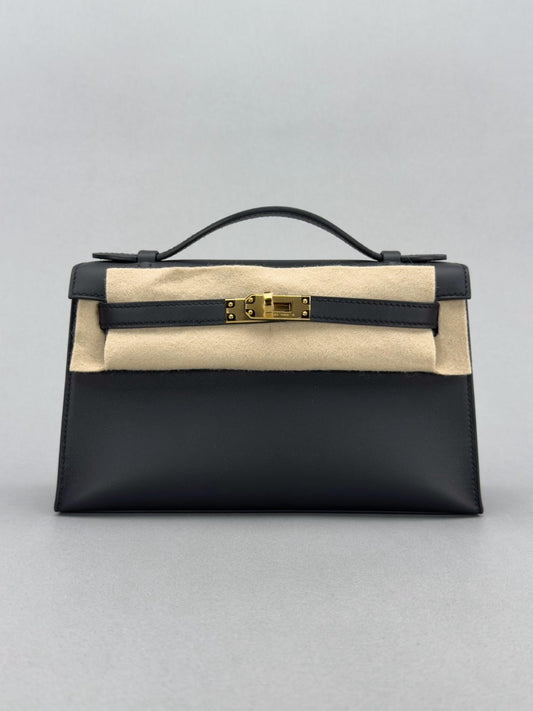 Hermes Mini Kelly Pochette Sellier Swift Black/Noir Gold Hardware K Stamp 2025
