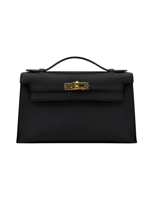 Hermes Mini Kelly Pochette Sellier Swift Black/Noir Gold Hardware K Stamp 2025