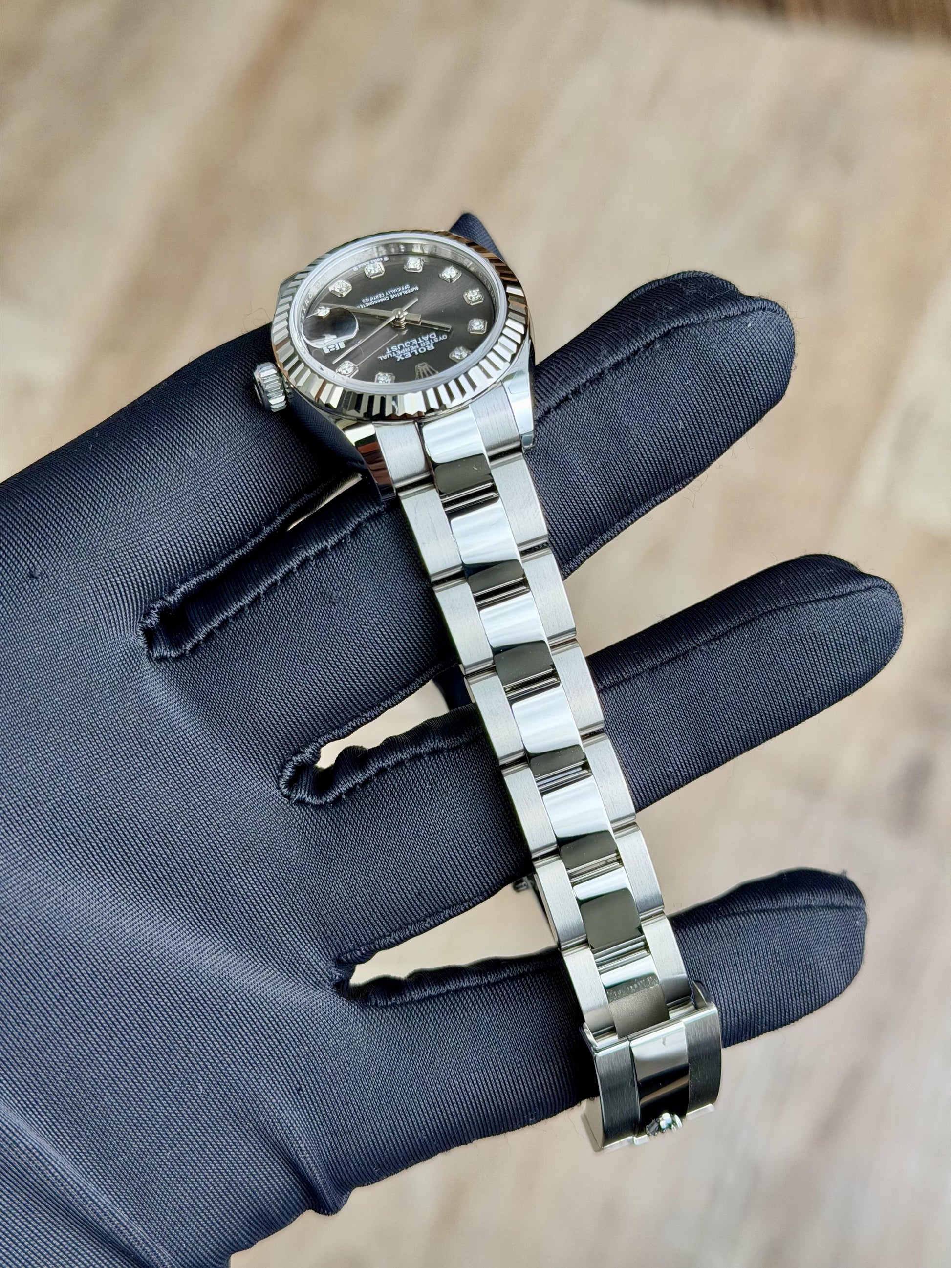 Rolex Datejust 28 Dark Grey Diamond Fluted Oyster 2026 Unworn 279174