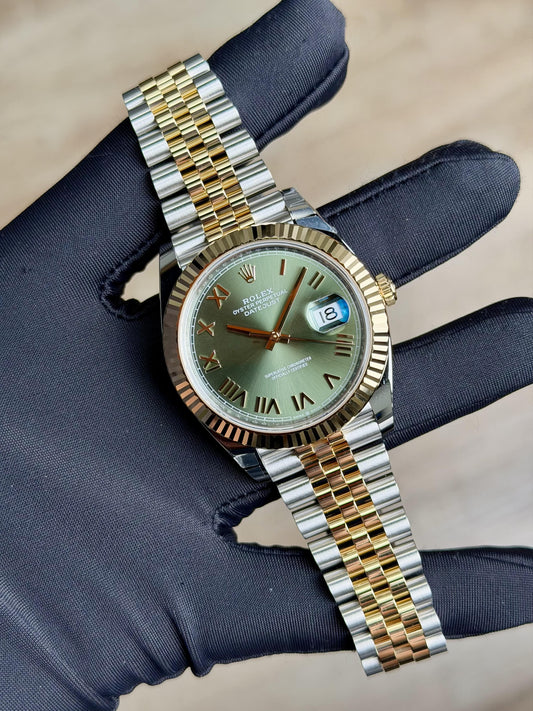 Rolex Datejust 41 Olive Green Roman Fluted Jubilee 2026 Unworn 126333