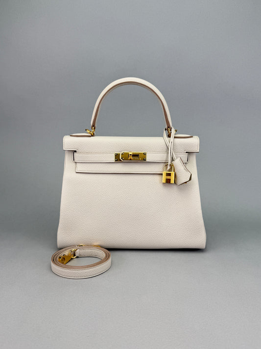 HERMES Kelly 28 Retourne Togo Beton Gold Hardware B Stamp Unworn