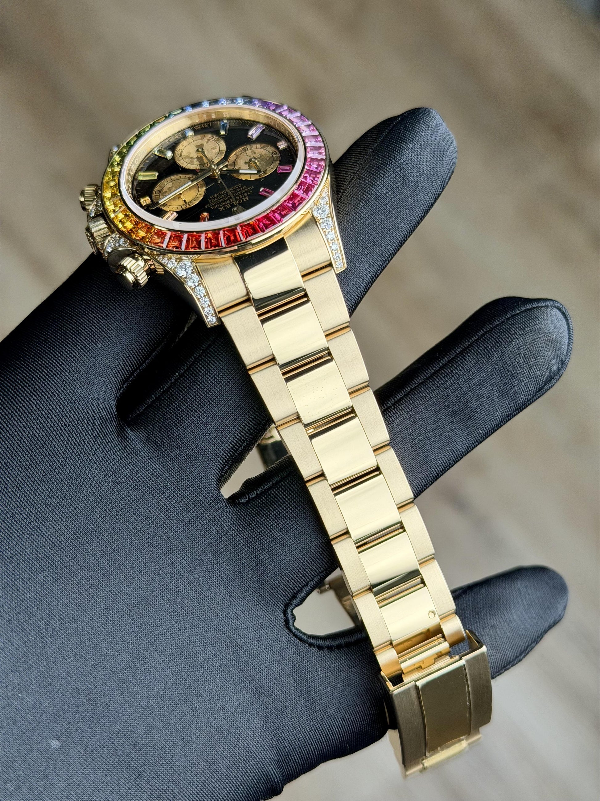 Rolex Daytona Black/Champagne Rainbow Oyster Unworn 126598RBOW