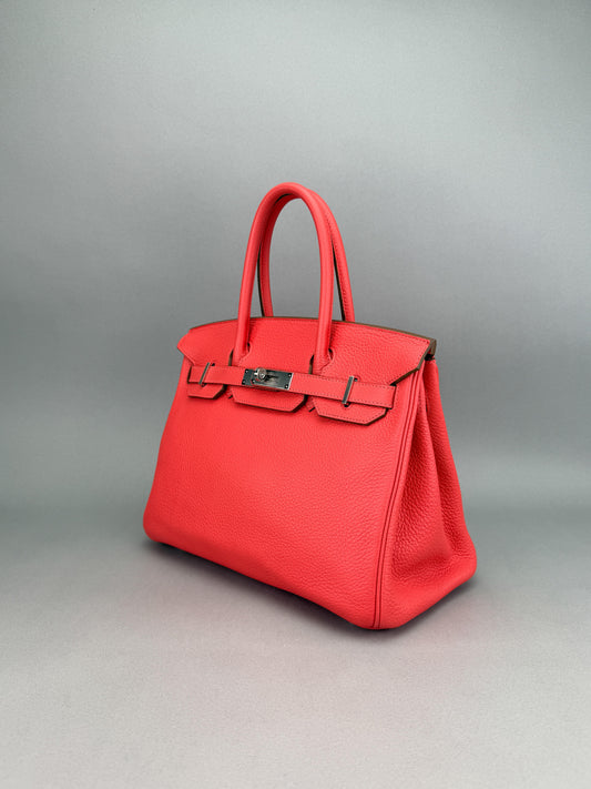 Hermes Birkin 30 Retourne Togo Rose Jaipur Palladium Hardware Preowned P Stamp
