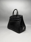 Hermes Birkin 35 Matte Alligator SO Black PVD Limited Preowned O Stamp