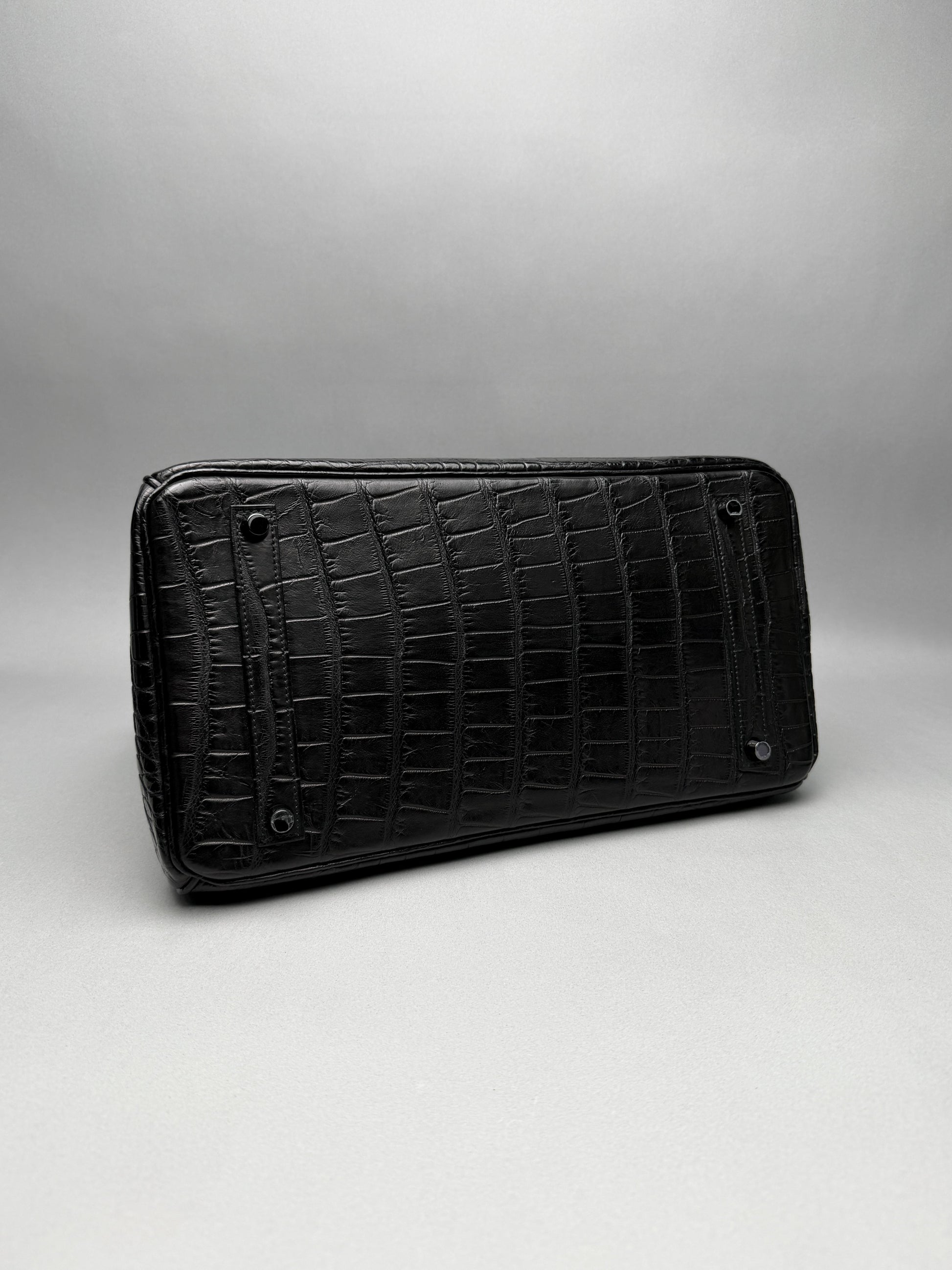 Hermes Birkin 35 Matte Alligator SO Black PVD Limited Preowned O Stamp