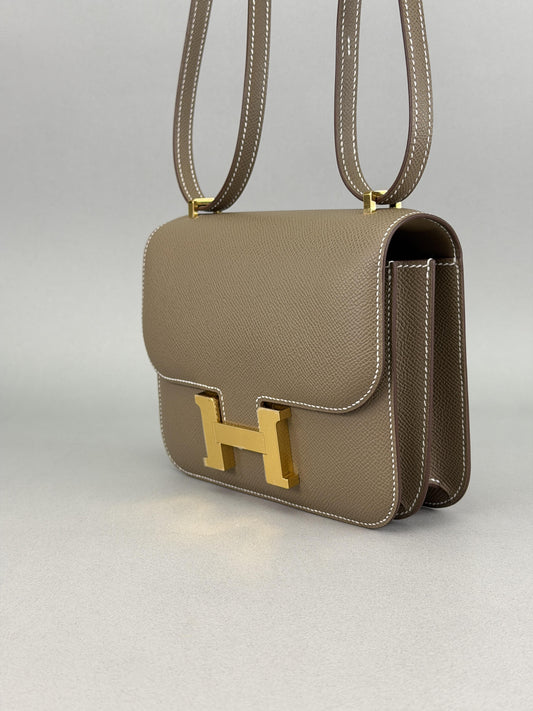 Hermes Mini Constance 18 Sellier Epsom Etoupe Gold Hardware G Stamp 2026