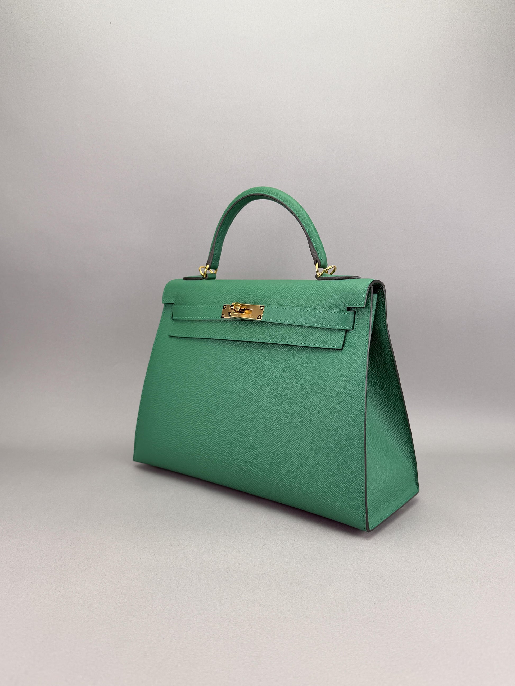 Hermes Kelly 32 Sellier Epsom Cactus Gold Hardware Preowned C Stamp