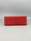 Hermes Kelly 28 Sellier Ostrich Rouge Vif Gold Hardware Preowned T Stamp