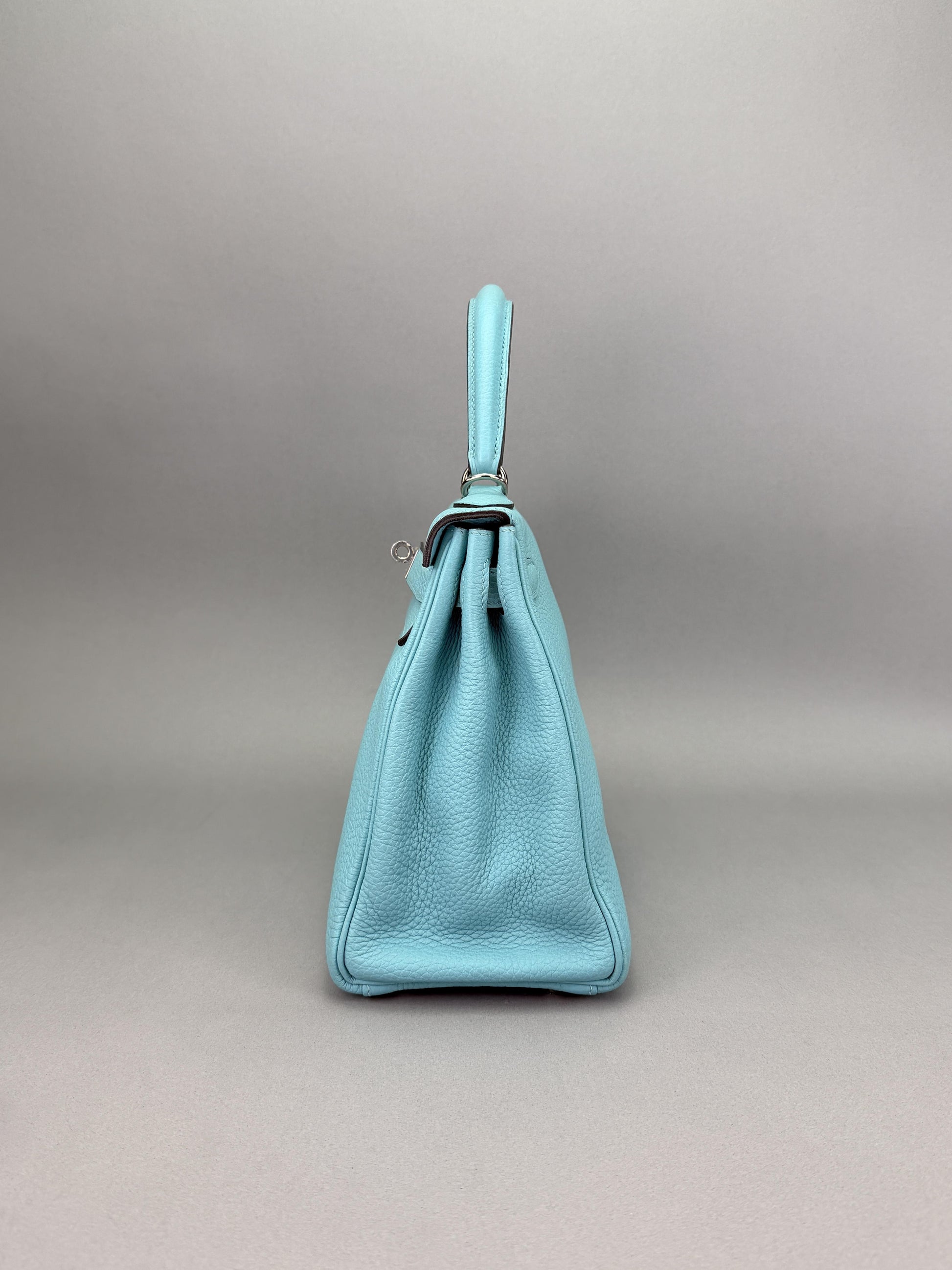 Hermes Kelly 28 Retourne Togo Blue Atoll Palladium Hardware Preowned T Stamp