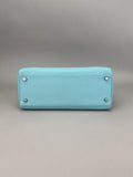 Hermes Kelly 28 Retourne Togo Blue Atoll Palladium Hardware Preowned T Stamp