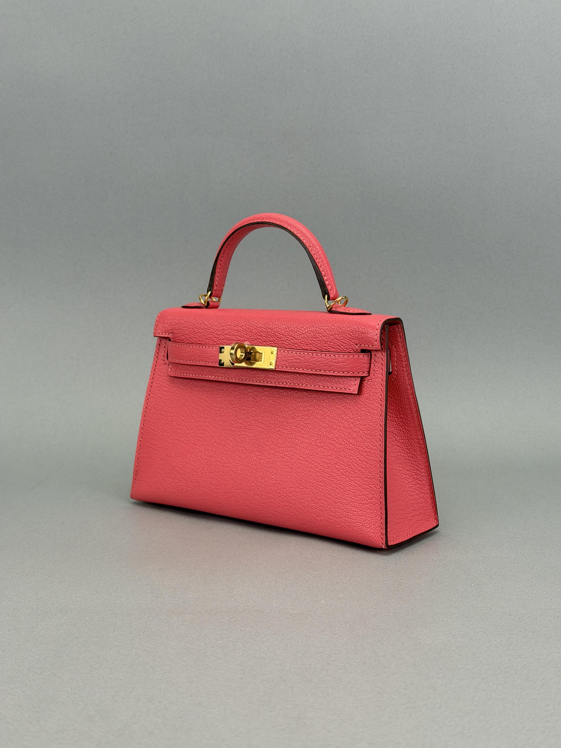 Hermes Mini Kelly II 20 Sellier Chevre Rose Lipstick Gold Hardware X Stamp
