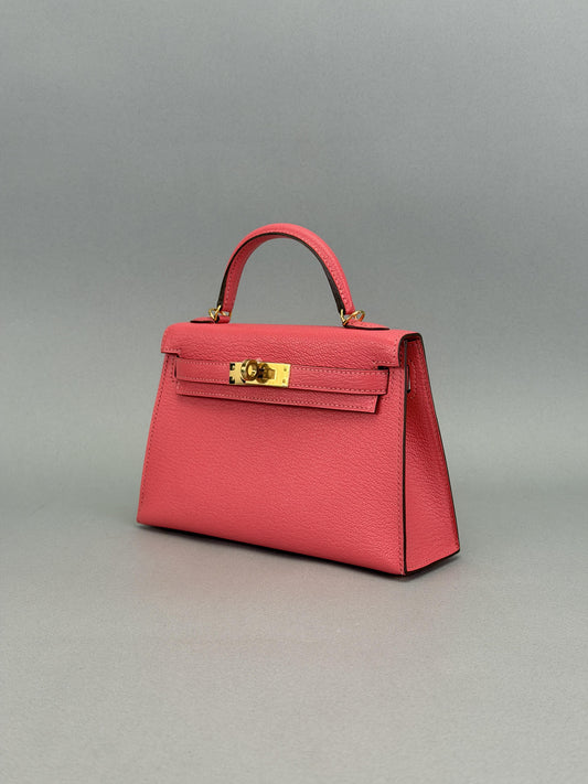 Hermes Mini Kelly II 20 Sellier Chevre Rose Lipstick Gold Hardware X Stamp