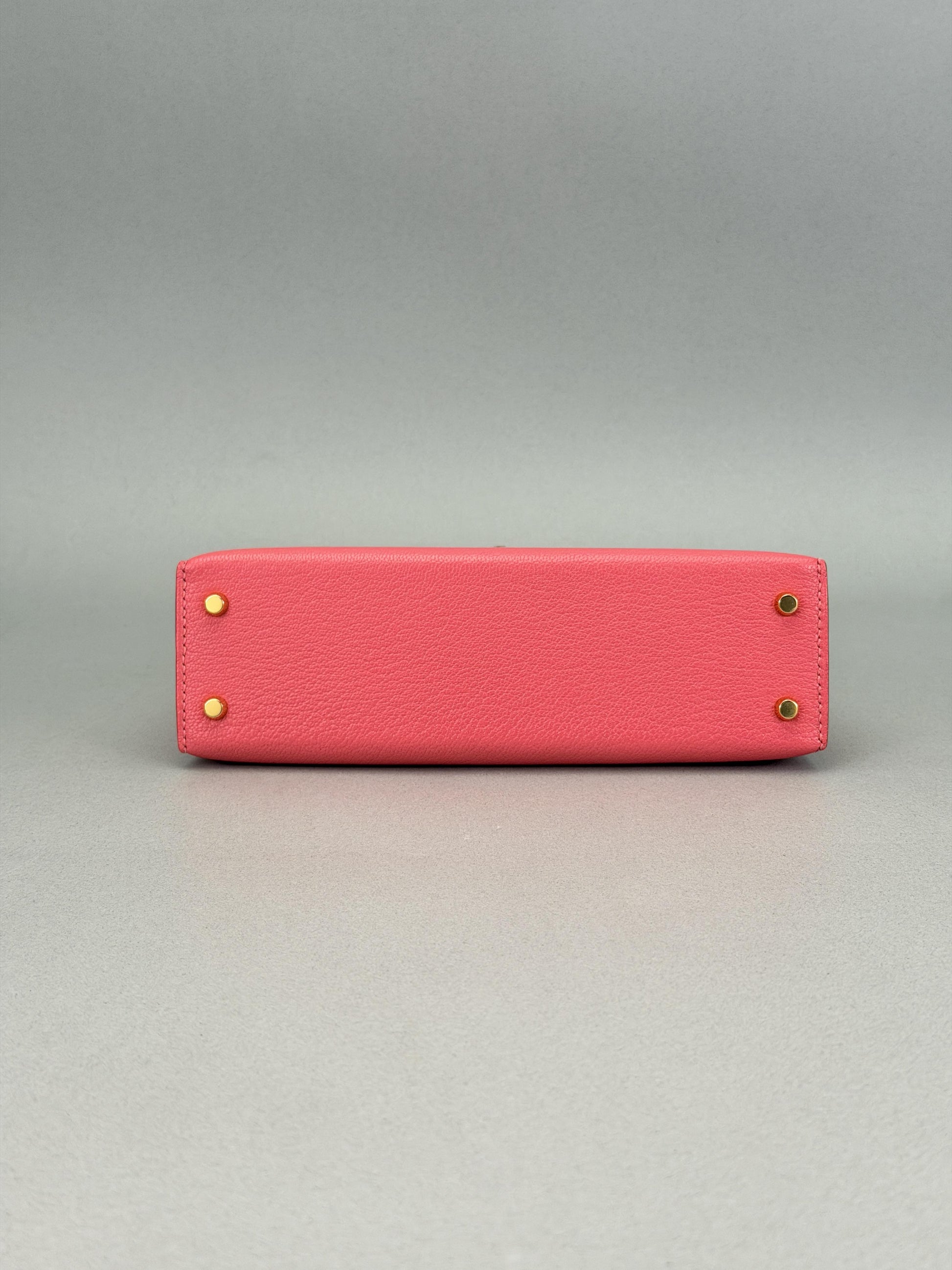 Hermes Mini Kelly II 20 Sellier Chevre Rose Lipstick Gold Hardware X Stamp