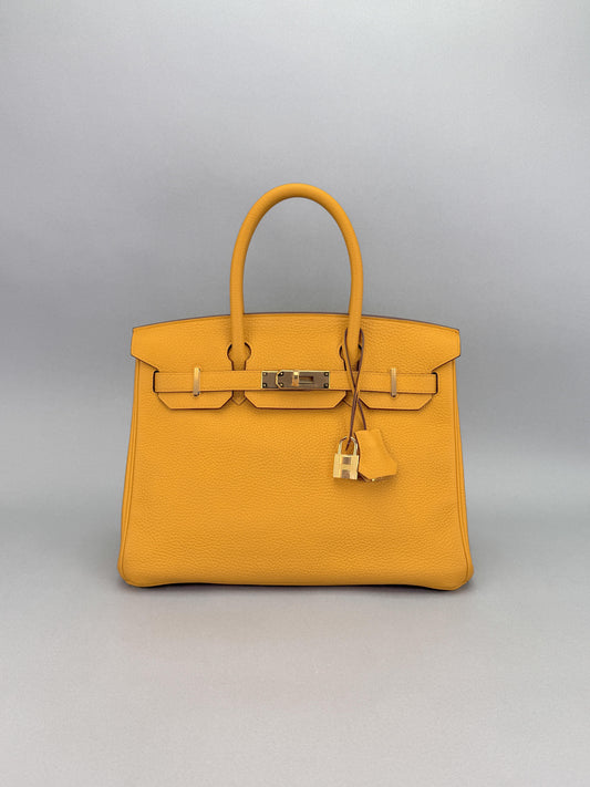 Hermes Birkin 30 Retourne Togo Jaune Ambre Gold Hardware Preowned D Stamp