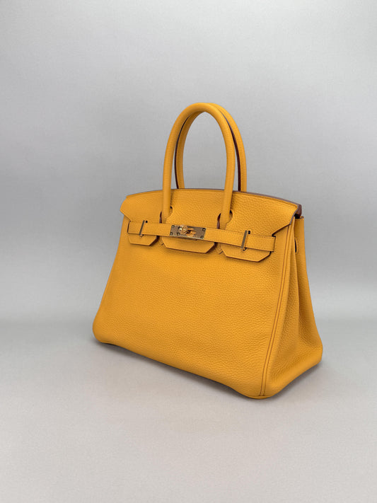Hermes Birkin 30 Retourne Togo Jaune Ambre Gold Hardware Preowned D Stamp