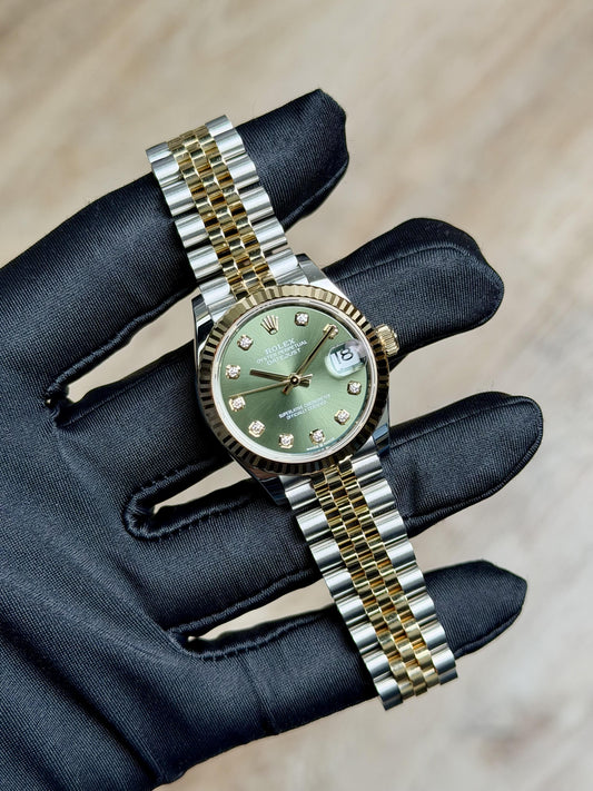 Rolex Datejust 31 Olive Green Diamond Fluted Jubilee 2026 Unworn 278273