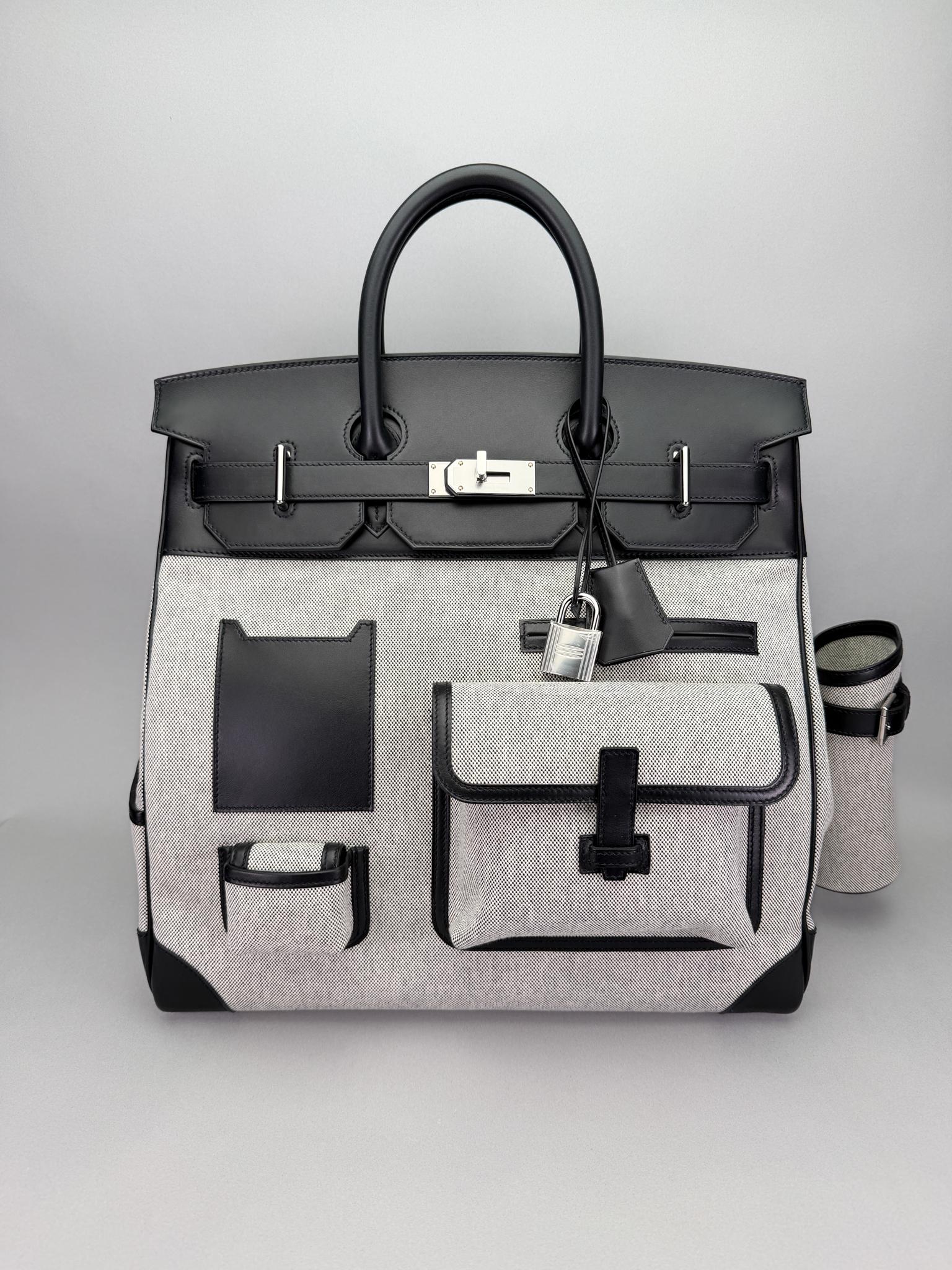 Hermes Hac 40 Cargo Toile Panda Black Palladium Hardware K Stamp 2025