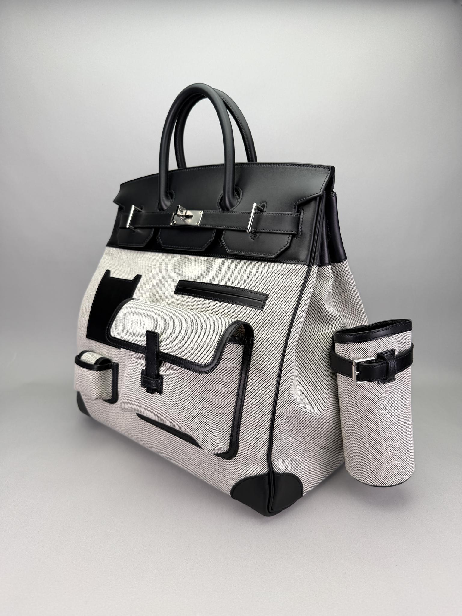 Hermes Hac 40 Cargo Toile Panda Black Palladium Hardware K Stamp 2025