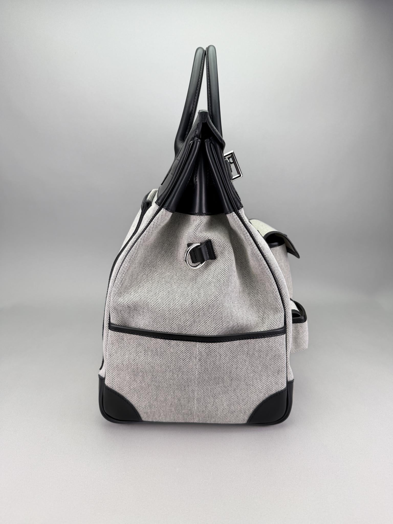 Hermes Hac 40 Cargo Toile Panda Black Palladium Hardware K Stamp 2025