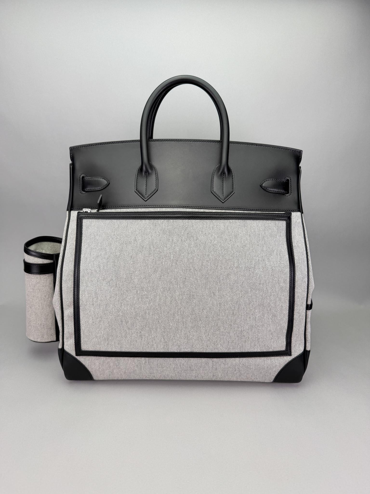 Hermes Hac 40 Cargo Toile Panda Black Palladium Hardware K Stamp 2025