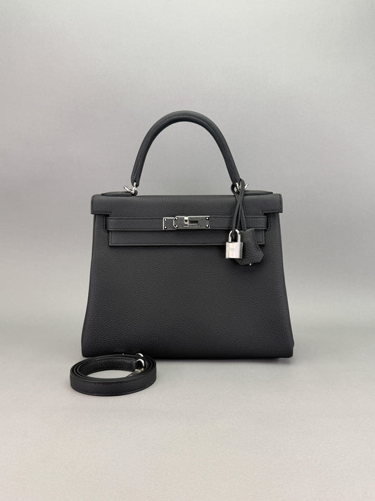 Hermes Kelly 28 Retourne Togo Black Palladium Hardware G Stamp 2026