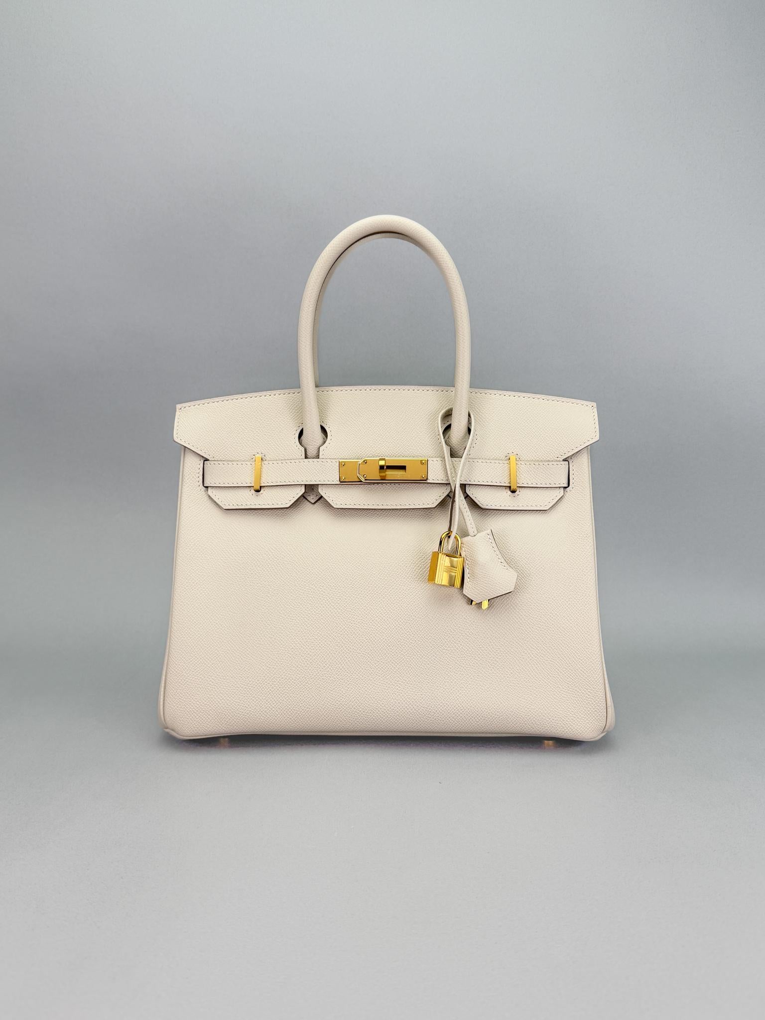 Hermes Birkin 30 Retourne Epsom Craie Gold Hardware Preowned Z Stamp 2021