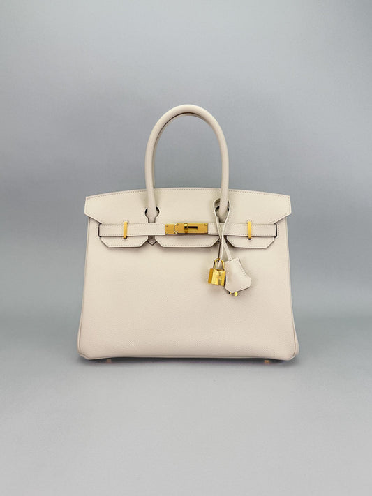 Hermes Birkin 30 Retourne Epsom Craie Gold Hardware Preowned Z Stamp 2021