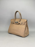 Hermes Birkin 30 Ostrich Gris Mousses Palladium Hardware Preowned Square O
