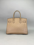 Hermes Birkin 30 Ostrich Gris Mousses Palladium Hardware Preowned Square O