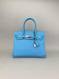 Hermes Birkin 30 Epsom Blue Du Nord Palladium Hardware Preowned D Stamp