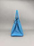 Hermes Birkin 30 Epsom Blue Du Nord Palladium Hardware Preowned D Stamp