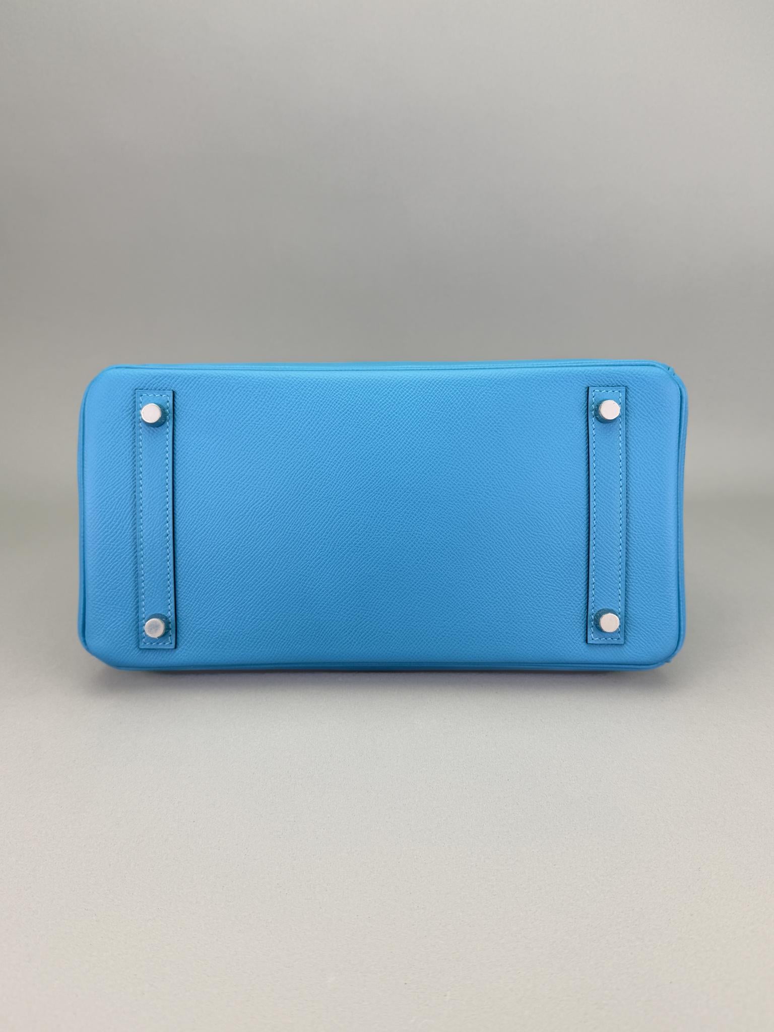 Hermes Birkin 30 Epsom Blue Du Nord Palladium Hardware Preowned D Stamp