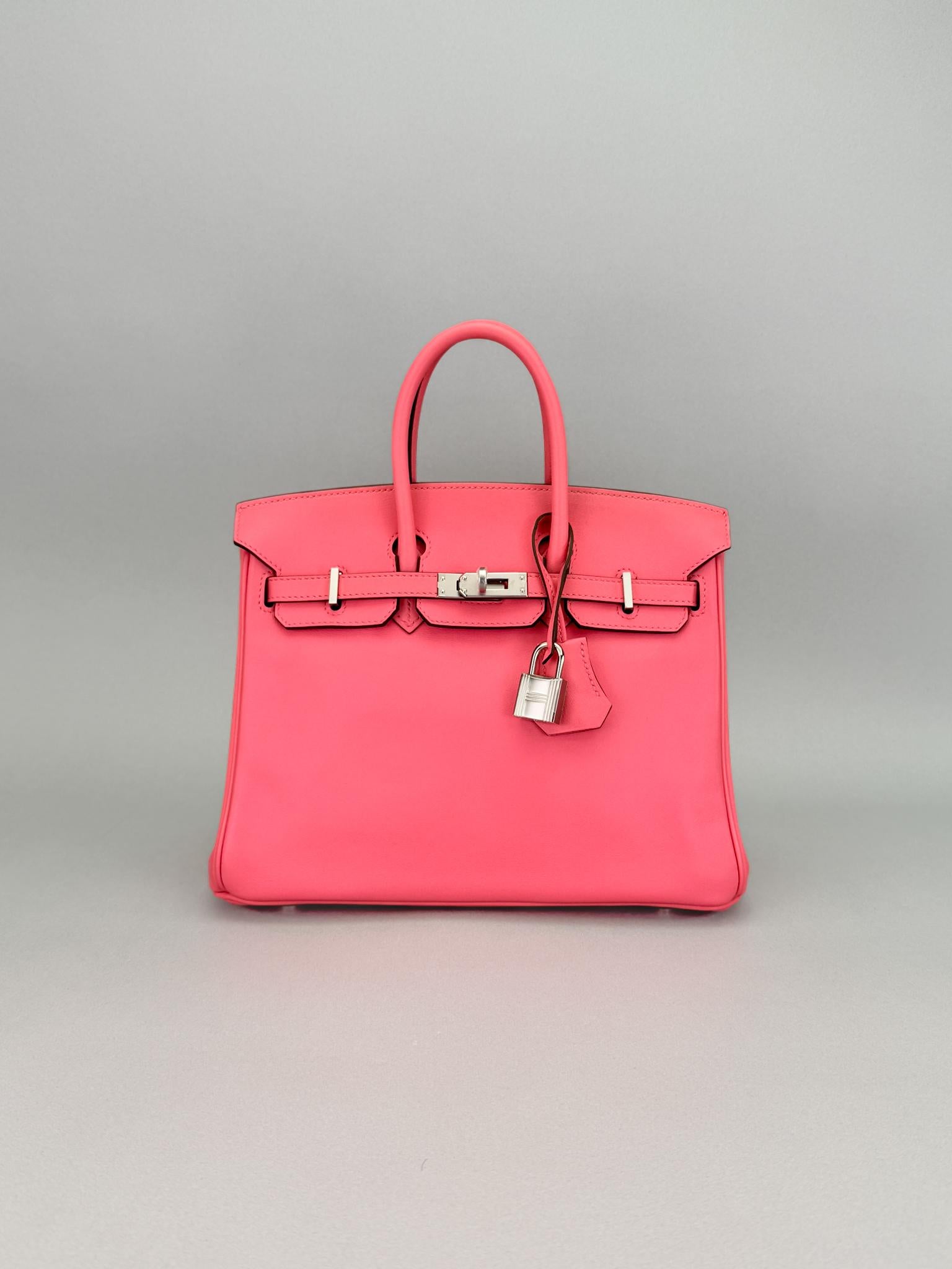 Hermes Birkin 25 Swift Rose Lipstick Palladium Hardware Preowned A Stamp