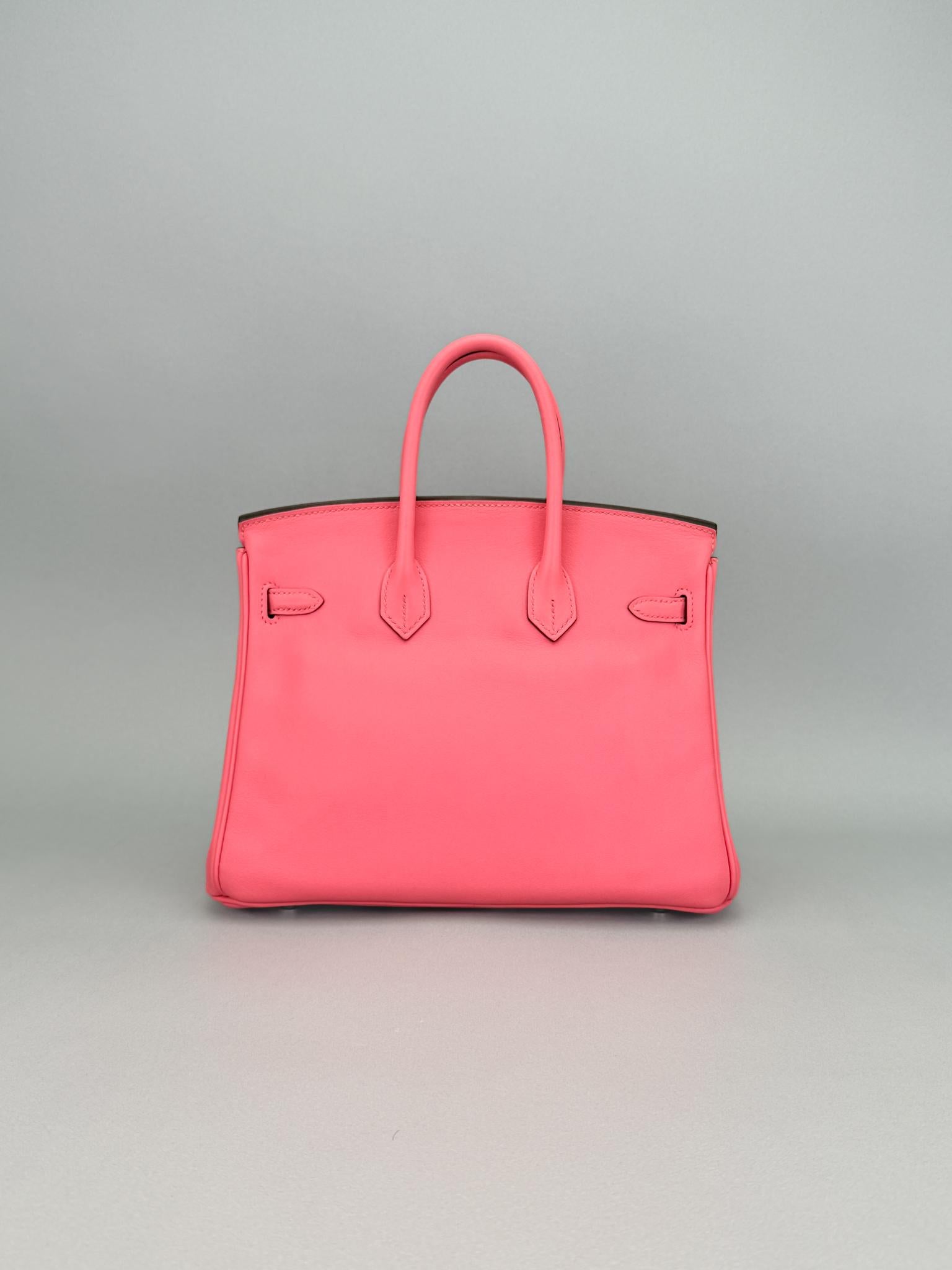 Hermes Birkin 25 Swift Rose Lipstick Palladium Hardware Preowned A Stamp