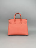 Hermes Birkin 25 Epsom Crevette Palladium Hardware Preowned Square R