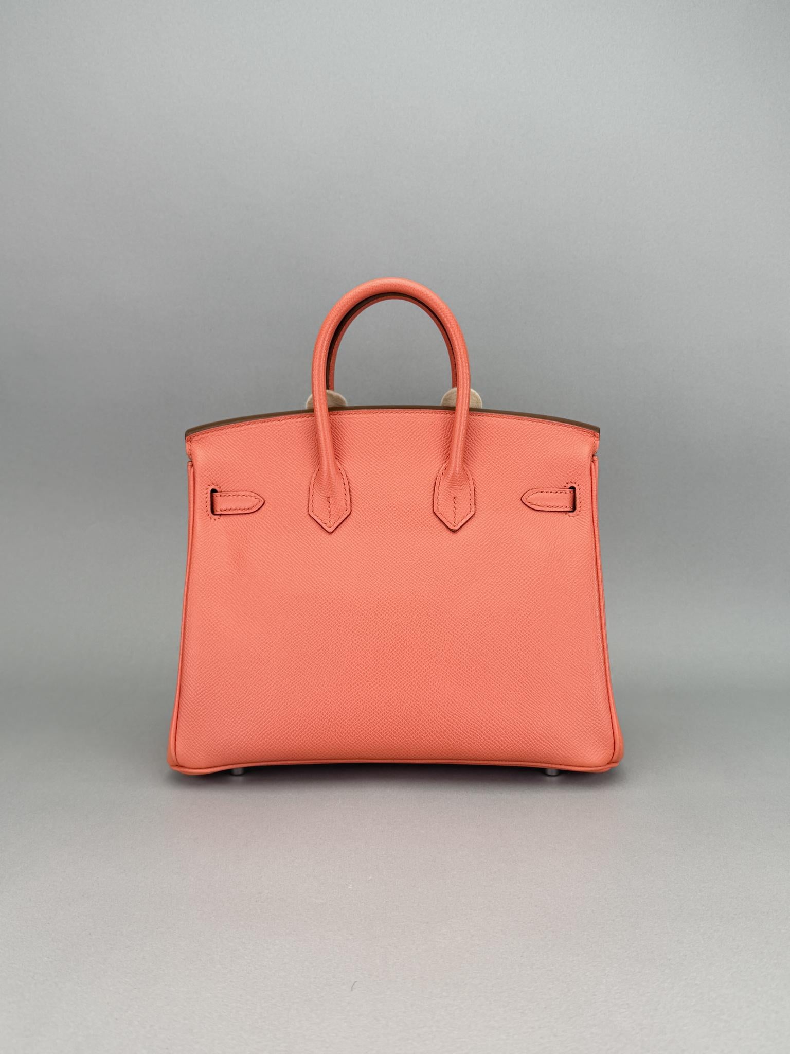 Hermes Birkin 25 Epsom Crevette Palladium Hardware Preowned Square R