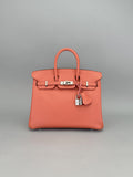 Hermes Birkin 25 Epsom Crevette Palladium Hardware Preowned Square R