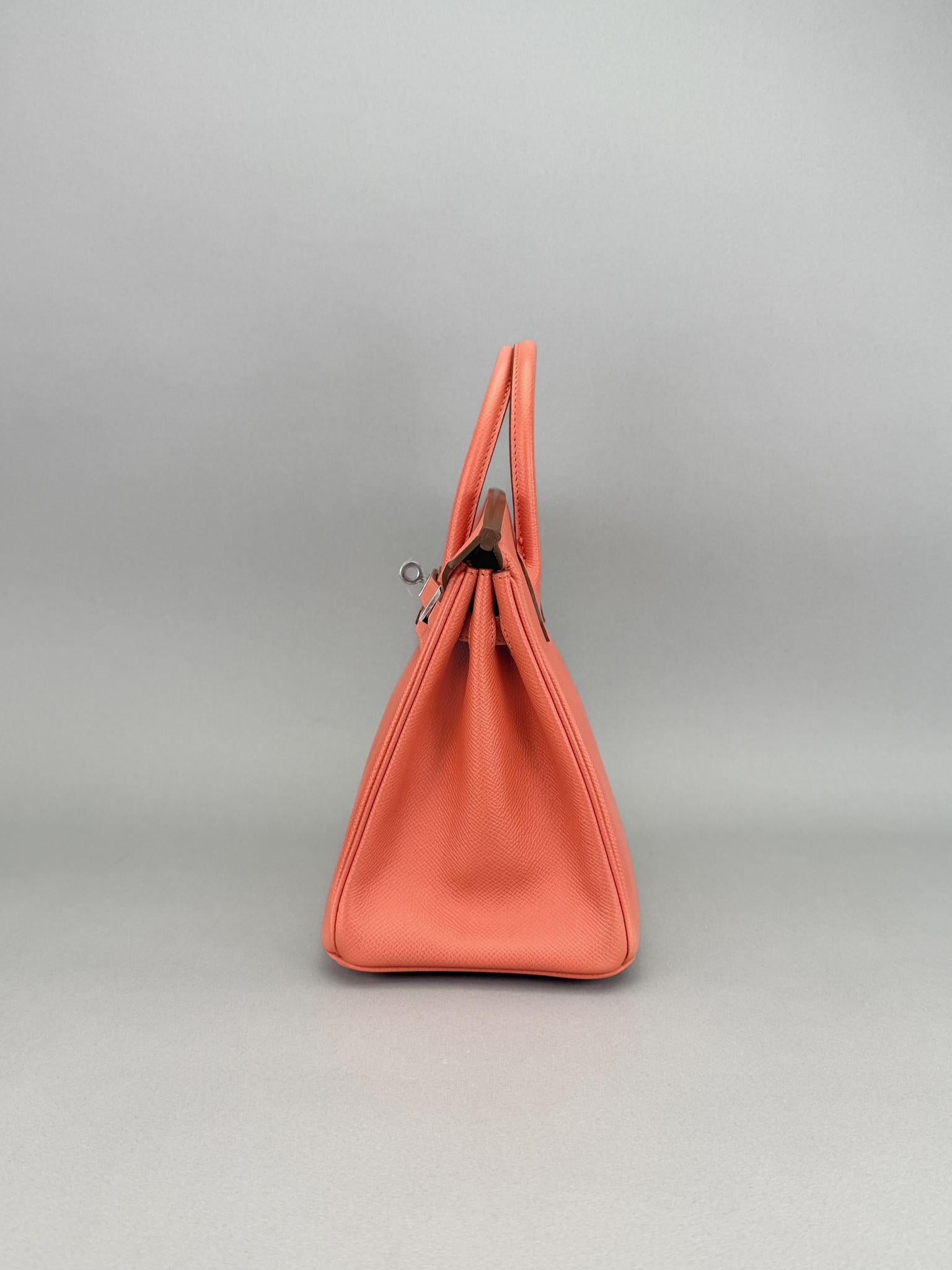 Hermes Birkin 25 Epsom Crevette Palladium Hardware Preowned Square R