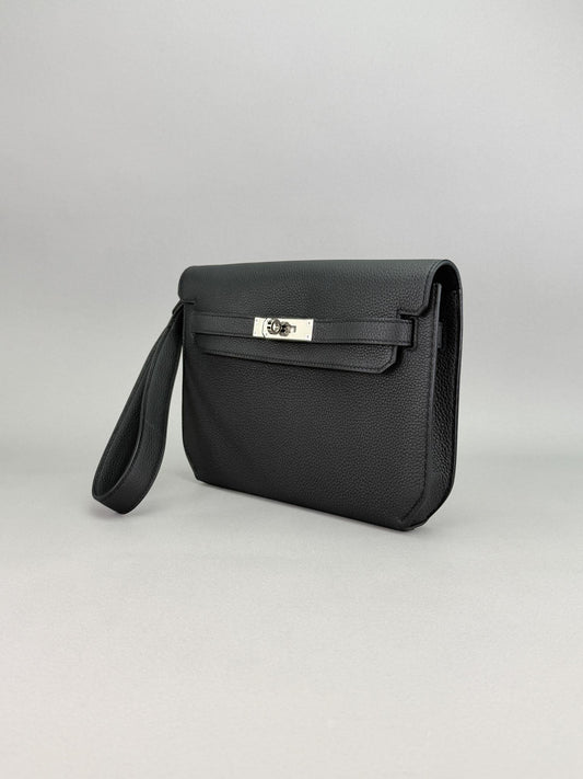 Hermes Kelly Depeches Togo Black/Noir Palladium Hardware Preowned B Stamp